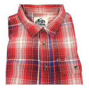 OLD MILL Flannel Shirt Long Sleeve Button Up  Size 2XL Red Plaid Quality Fabric